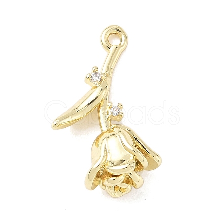 Brass Micro Pave Clear Cubic Zirconia Pendants KK-Z106-01G-03-1