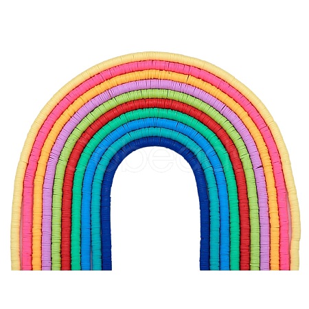 10 Strands 10 Colors Flat Round Handmade Polymer Clay Beads CLAY-SZ0002-04B-1