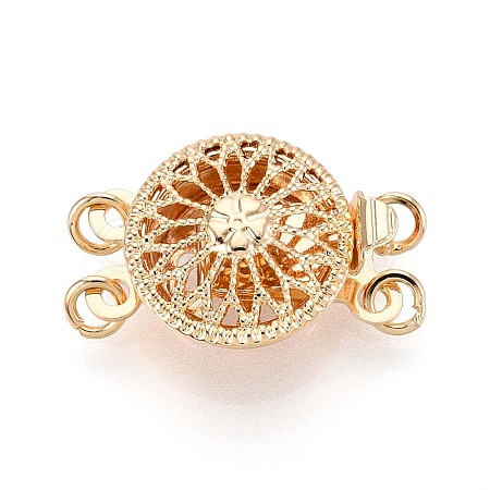 Rack Plating Flower Brass Box Clasps X-KK-QA183-99G-1