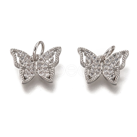 Brass Micro Pave Clear Cubic Zirconia Charms LS-ZIRC-B002-47P-1
