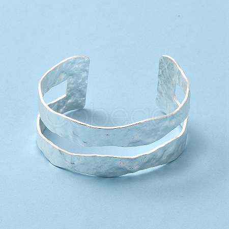 Rack Plating Brass Open Cuff Bangle for Women BJEW-A137-01S-1