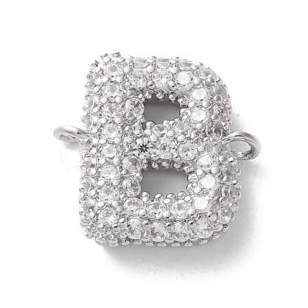 Brass Micro Pave Cubic Zirconia Letter Links KK-I717-04B-P-1