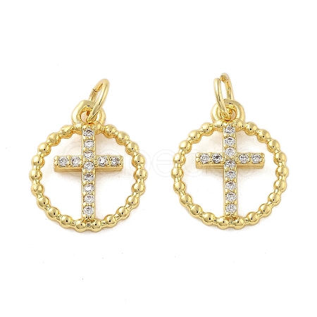 Brass Micro Pave Cubic Zirconia Pendants X1-KK-C092-21A-G-1