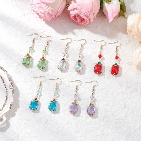 Handmade Glass Seed Beads Teardrop Dangle Earrings EJEW-MZ00576-1