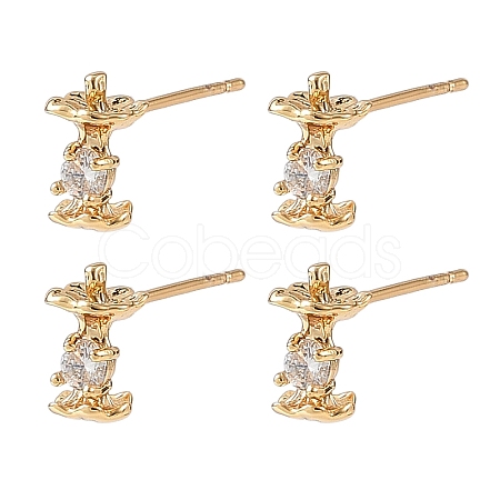 SHEGRACE Apple Brass Micro Pave Clear Cubic Zirconia Stud Earrings XGRQ4N428-715G-1
