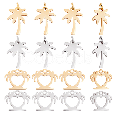 16Pcs 4 Style 201 Stainless Steel Pendants STAS-DC0002-73-1