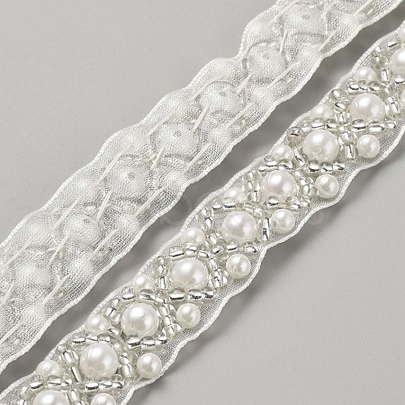Polyester Organza Lace Trim OCOR-WH0082-187B-1