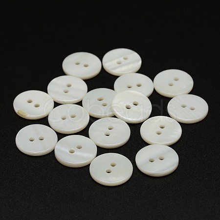 2-Hole Shell Flat Round Buttons X-BUTT-P012-12-1