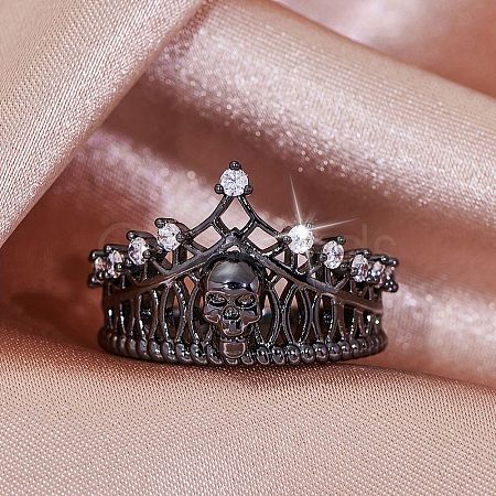 Crown Skull Zinc Alloy Open Cuff Rings for Women PW-WGB7021-01-1
