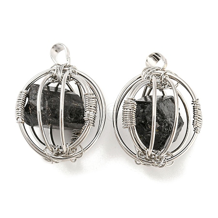 Natural Black Tourmaline Pendants G-H293-03P-02-1