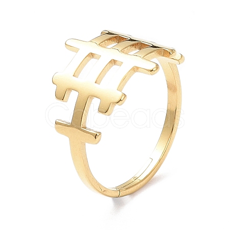 Ion Plating(IP) 304 Stainless Steel Hollow Out Rectangle Adjustable Ring for Women RJEW-I097-04G-1