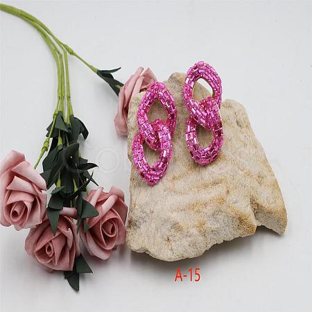 Alloy & Glass Dangle Stud Earrings FS-WG3D9CC-01-1