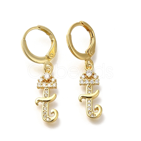 Brass Clear Cubic Zirconia Hoop Earrings EJEW-M045-01T-1