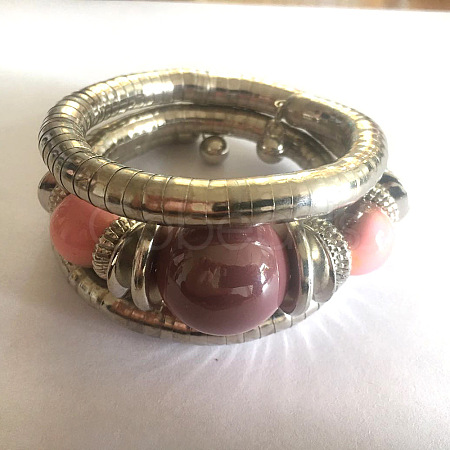 Alloy & Iron & Resin Round Beaded Bangles for Women FS-WG7222A-14-1