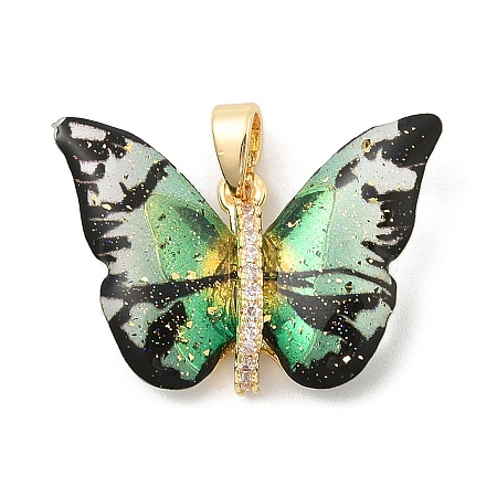 Rack Plating Leaf Brass Acrylic Pendants KK-S407-09G-1