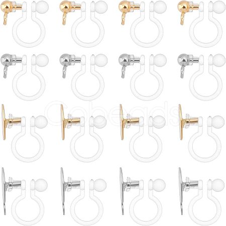 32Pcs 4 Style 304 Stainless Steel & Plastic Clip-on Earring Findings STAS-UN0037-98-1