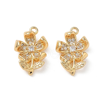 Brass Micro Pave Clear Cubic Zirconia Pendants KK-P355-02G-1