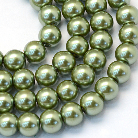 Baking Paint Pearlized Glass Pearl Round Bead Strands X-HY-Q003-6mm-49-1