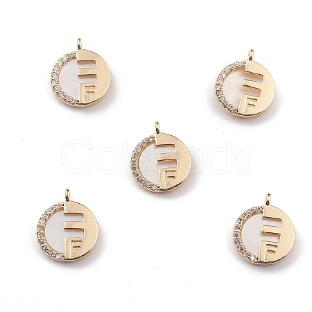 Natural Freshwater Shell Letter Charms BSHE-E028-09KCG-1