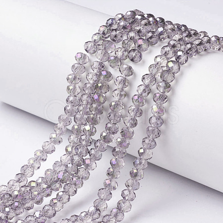 Electroplate Transparent Glass Beads Strands EGLA-A034-T8mm-F12-1