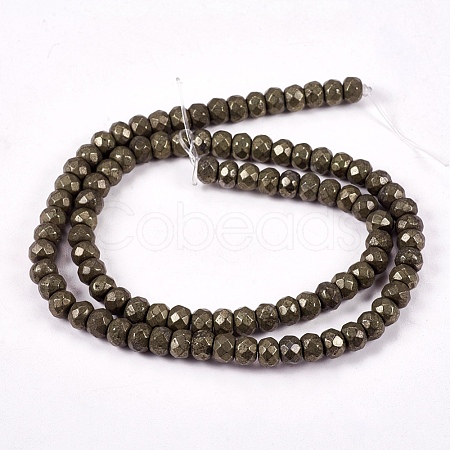 Natural Pyrite Beads Strands G-L051-6x4mm-01-1
