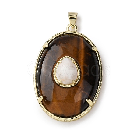 Natural Tiger Eye & White Moonstone Pendants G-B186-02G-1