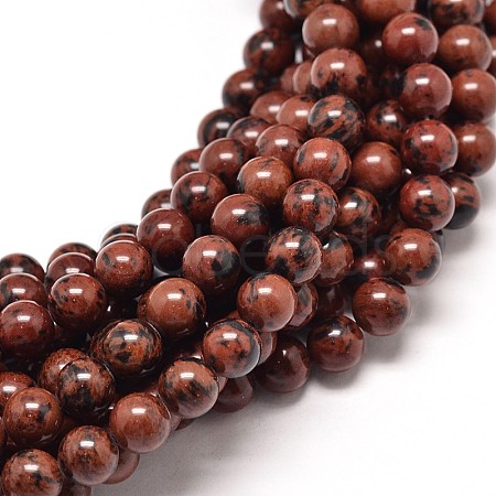 Natural Mahogany Obsidian Round Bead Strands X-G-P072-44-10mm-1