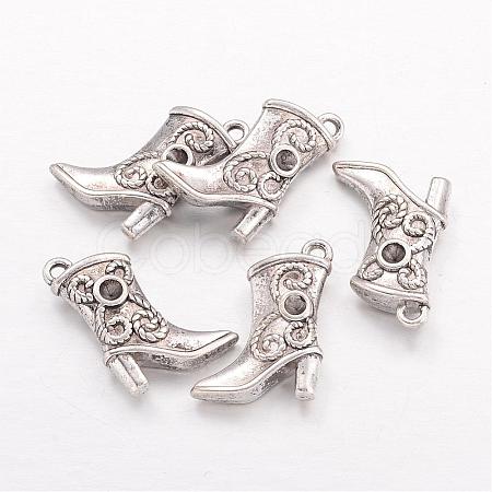 Tibetan Style Alloy Pendant Rhinestone Settings TIBEP-24059-AS-RS-1