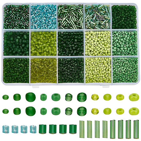 15 Styles Glass Seed & Bugle Beads SEED-PA0001-14C-1