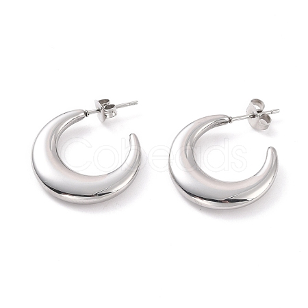 Non-Tarnish 304 Stainless Steel Crescent Moon Stud Earrings for Women EJEW-F280-05D-P-1