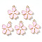 Alloy Enamel Pendants, Flower, Light Gold, Pink, 20x18x3mm, Hole: 1.4mm