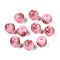 Opaque Printed Acrylic Beads, Round with Flower Pattern, Pink, 9x9.5mm, Hole: 1.8mm