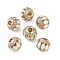 Golden Plated Alloy Enamel European Beads, with Rhinestone, Large Hole Beads, Rondelle, White, 14.5x13mm, Hole: 4.5mm