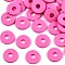 Handmade Polymer Clay Beads, for DIY Jewelry Crafts Supplies, Disc/Flat Round, Heishi Beads, Deep Pink, 8x1mm, Hole: 2mm, about 13000pcs/1000g