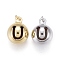 Brass Pendants, with Jump Rings, Long-Lasting Plated, Hollow Round, Mixed Color, 19x14.5mm, Hole: 3mm