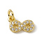 Brass Micro Pave Cubic Zirconia Charms, with Jump Rings, Infinity Charm, Real 18K Gold Plated, 7x10x1.5mm, Hole: 2.7mm