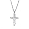 Stainless Steel Tree of Life Cross Pendant Curb Chain Necklaces, Stainless Steel Color, 23.62 inch(60cm)