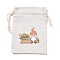 Christmas Cotton Cloth Storage Pouches, Rectangle Drawstring Bags, for Candy Gift Bags, Santa Claus Pattern, 13.8x10x0.1cm