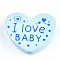 Natural Wood Beads, Dyed, Heart with Word I Love Baby, For Valentine's Day, Light Blue, 23x29x7mm, Hole: 2.5mm