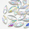 Pointed Back Glass Rhinestone Cabochons, Back Plated, Faceted, Horse Eye, Crystal AB, 12x6x3.5mm