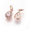 Brass Cubic Zirconia Charms, Drop, Rose Gold, Clear, 11~11.5x6.5x4mm, Hole: 3~4mm