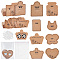 PandaHall Elite 112Pcs 8 Styles Paper Earring Display Cards, Heart & Cat & Butterfly Shape with Word & Crown Pattern, with 112Pcs Plastic Ear Nuts and 112Pcs OPP Cellophane Bags, Peru, Card: 3.7~5.8x3.2~4.6cm, 14pcs/style