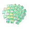 UV Plating Transparent Acrylic European Beads, Large Hole Beads, Cube, Spring Green, 13.5x13.5x13.5mm, Hole: 4mm