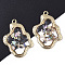 Epoxy Resin Pendants, with Shell and Light Gold Plated Alloy Open Back Bezel, Clear, 35x26x1.5mm, Hole: 1.6mm