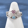 Brass Micro Pave Cubic Zirconia Finger Rings for Women RJEW-C129-05P-2