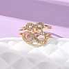 Brass Micro Pave Cubic Zirconia Adjustable Cuff Rings RJEW-C141-01G-2