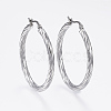 Non-Tarnish 304 Stainless Steel Hoop Earrings X-EJEW-H322-17P-1