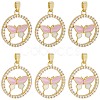 6Pcs Brass Micro Pave Cubic Zirconia Enamel Pendants KK-BBC0020-66-1