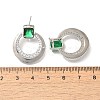 Brass Cubic Zirconia & Glass Stud Earrings EJEW-M048-01P-3
