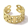 PVD Vacuum Plating 201 Stainless Steel Double Curb Chain Open Cuff Rings for Women RJEW-C092-02G-2